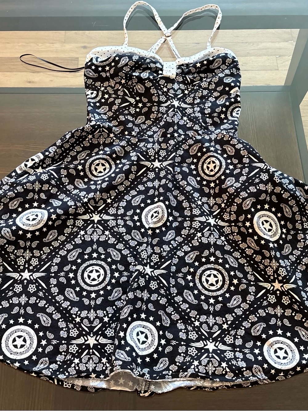 MARVEL "Captain America" Sweatheart Neck Black & White Mini Dress Women's Size S
